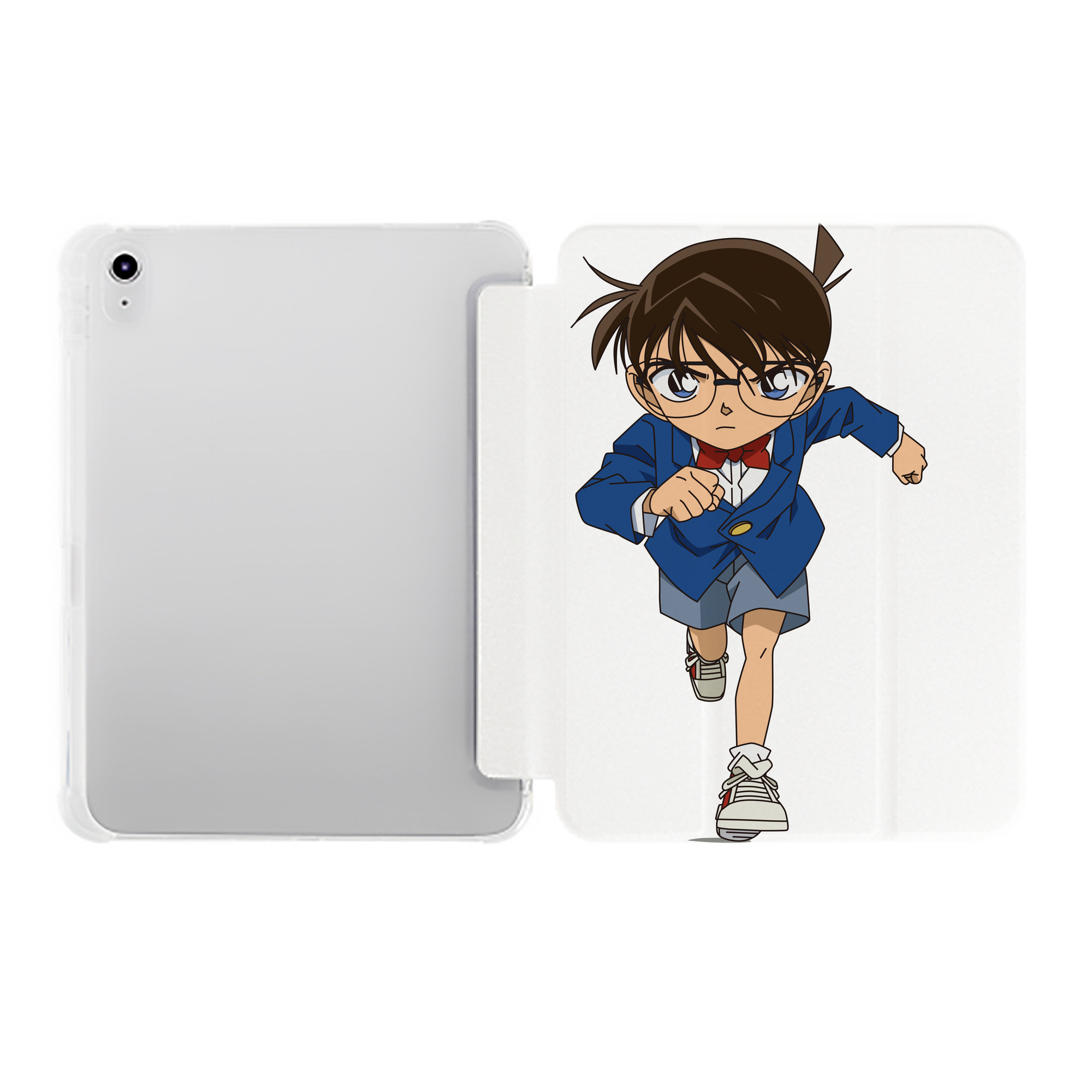（画像用） 名探偵コナン 江戸川 コナン Detective Conan Conan Edogawa IPad ケース ペン収納付き 三つ折りスタンド PUレザー×シリコン 対応機種9.5/10.5/10.9インチ